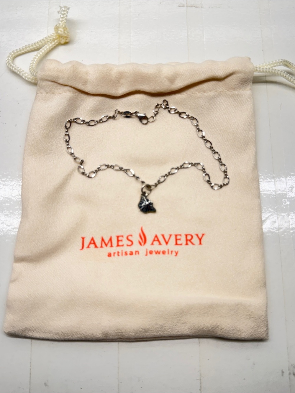 James Avery Silver Medium Twisted Anklet with Butterfly charm